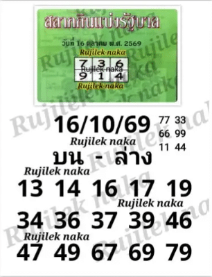 หวยปกเขียว 16-10-69